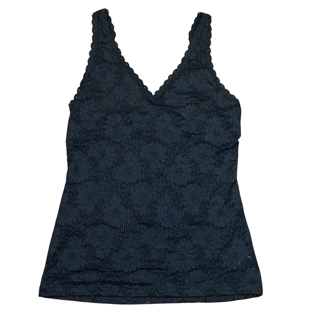 Cosabella x Evereve Black Sheer Stretch Lace V-Neck Camisole Size Large